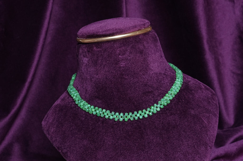 Beaded Woven Mint Lattice Emerald Harlequin Netting Choker
