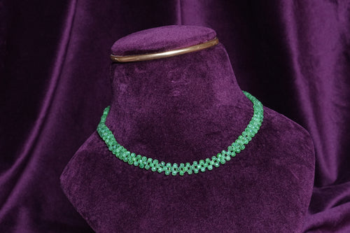 Beaded Woven Mint Lattice Emerald Harlequin Netting Choker