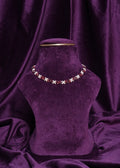Beaded Garnet Alternating Burgundy and Pearl Flower Choker