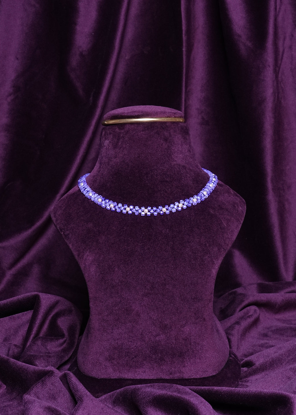 Beaded Periwinkle Lavender Blossom Lattice Choker