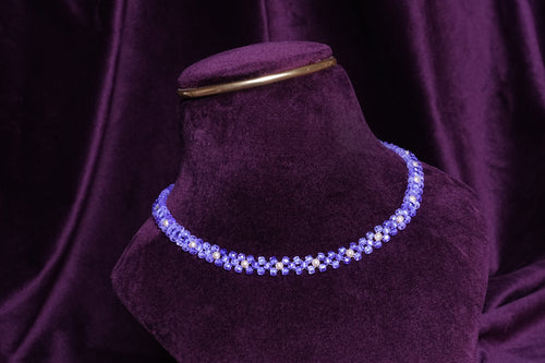 Beaded Periwinkle Lavender Blossom Lattice Choker