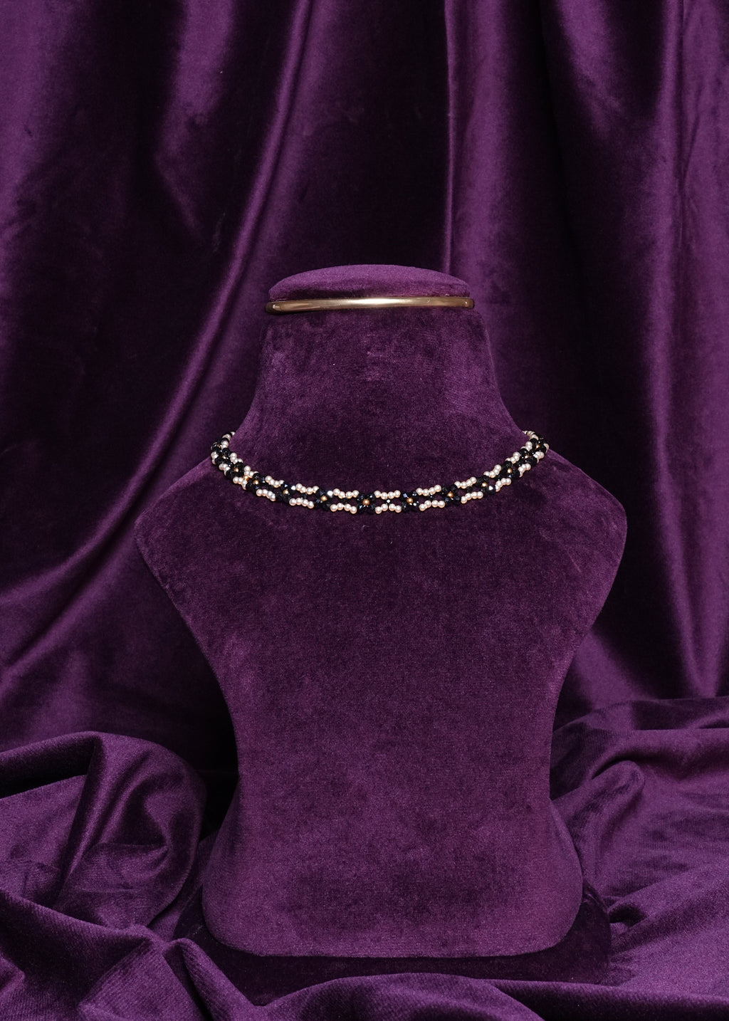 Beaded Rosette Cluster Grid Ladder Choker