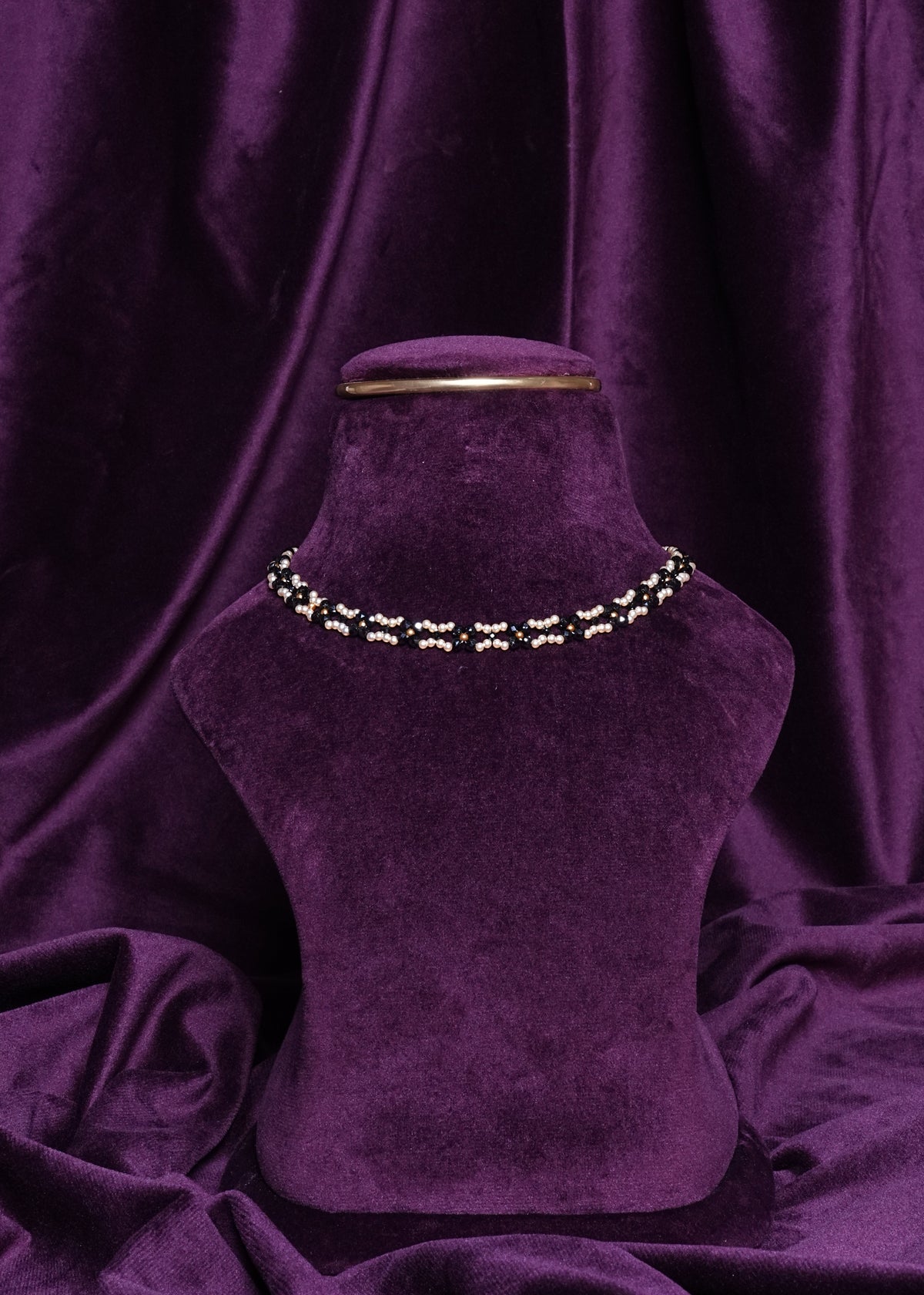 Beaded Rosette Cluster Grid Ladder Choker