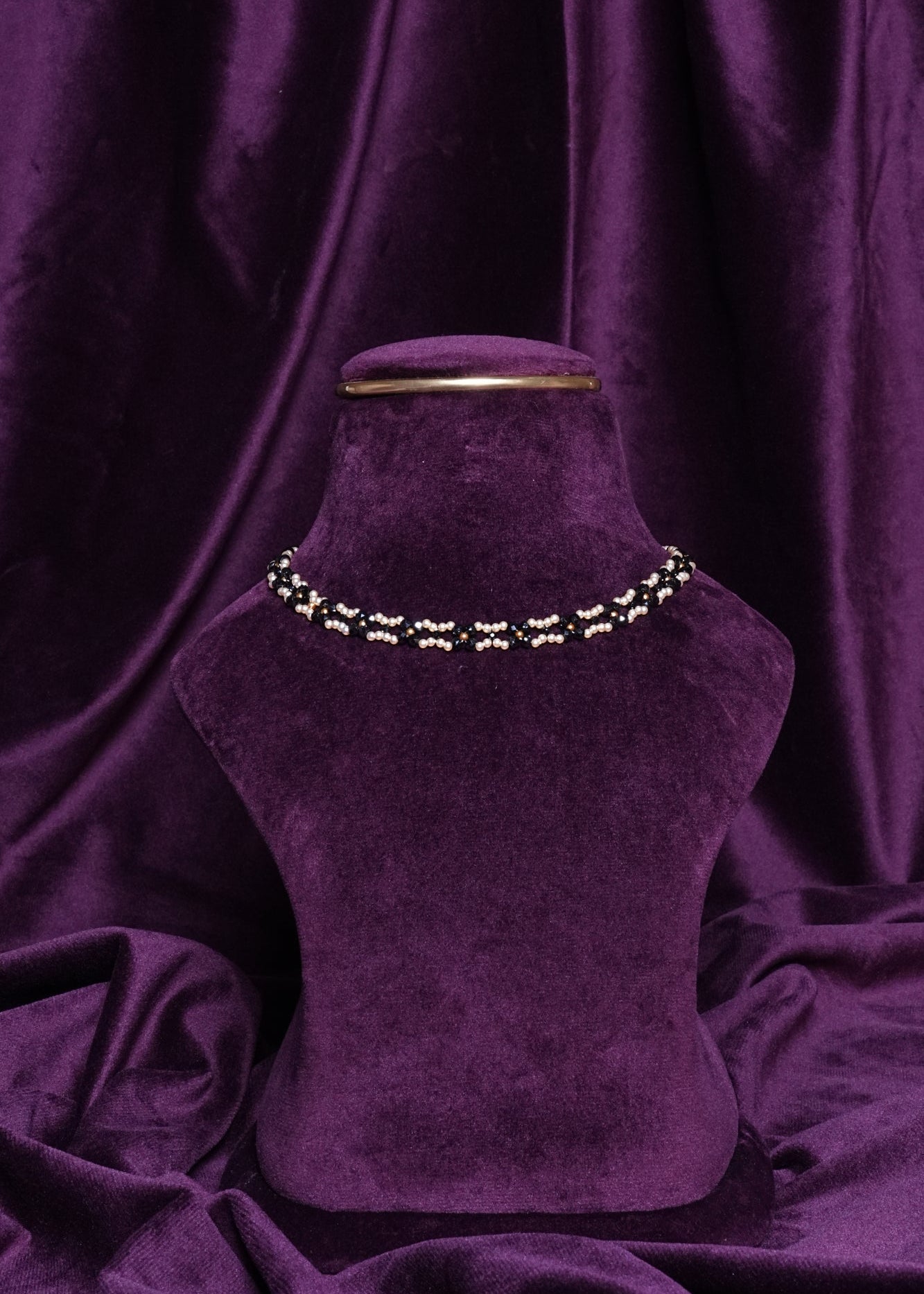 Beaded Rosette Cluster Grid Ladder Choker