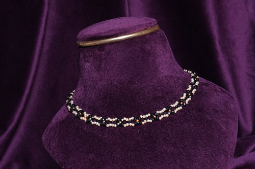 Beaded Rosette Cluster Grid Ladder Choker