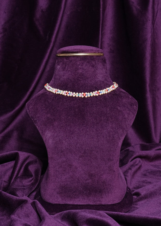 Beaded Multi-Color Pearl Track Navarathna Choker