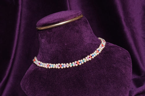 Beaded Multi-Color Pearl Track Navarathna Choker