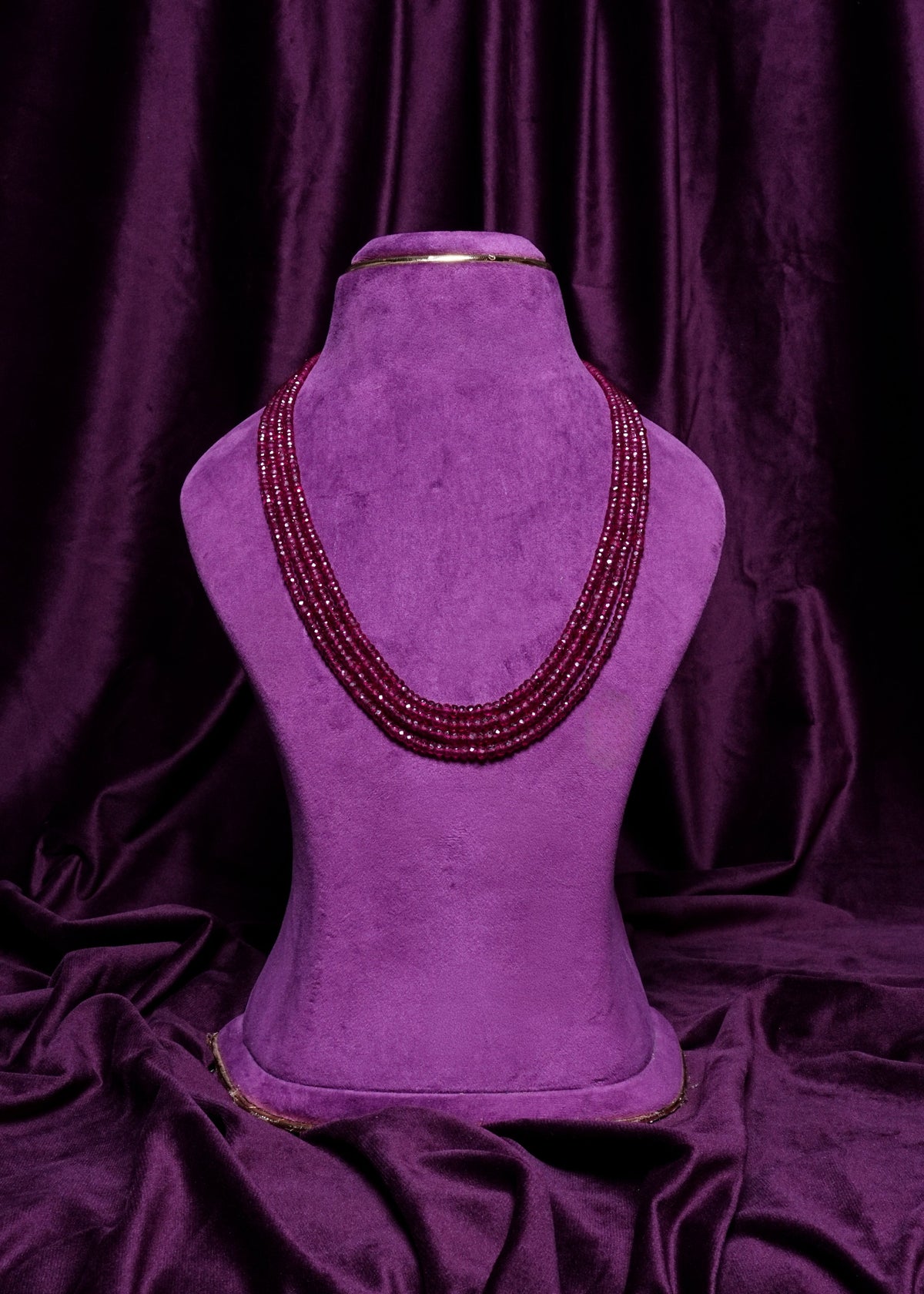 Four- Layering Ruby Pink Faceted Rondelle Panchlada- Style Haram