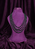 Four- Layer Emerald Ovel Beads & Gold Pearl Spacer Panchlada- Style Haram