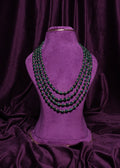 Four- Layer Emerald Ovel Beads & Gold Pearl Spacer Panchlada- Style Haram