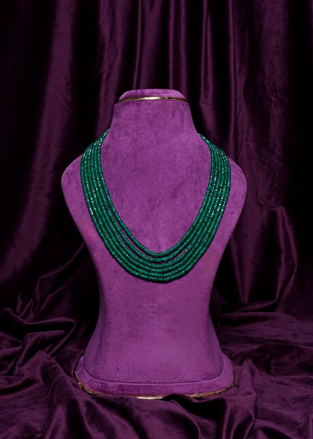 Versatile Royal Six- Layering Faceted Emerald Rondelle Panchlada Haram