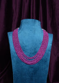 Seven- Layered Majestic Button- Cut Faceted Ruby Dark- Pink Rondelle Haram