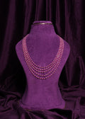 Five- Bridal Layer Ruby Lite- Pink Zircon Beads & South Sea Pearls Paanchlada Haram