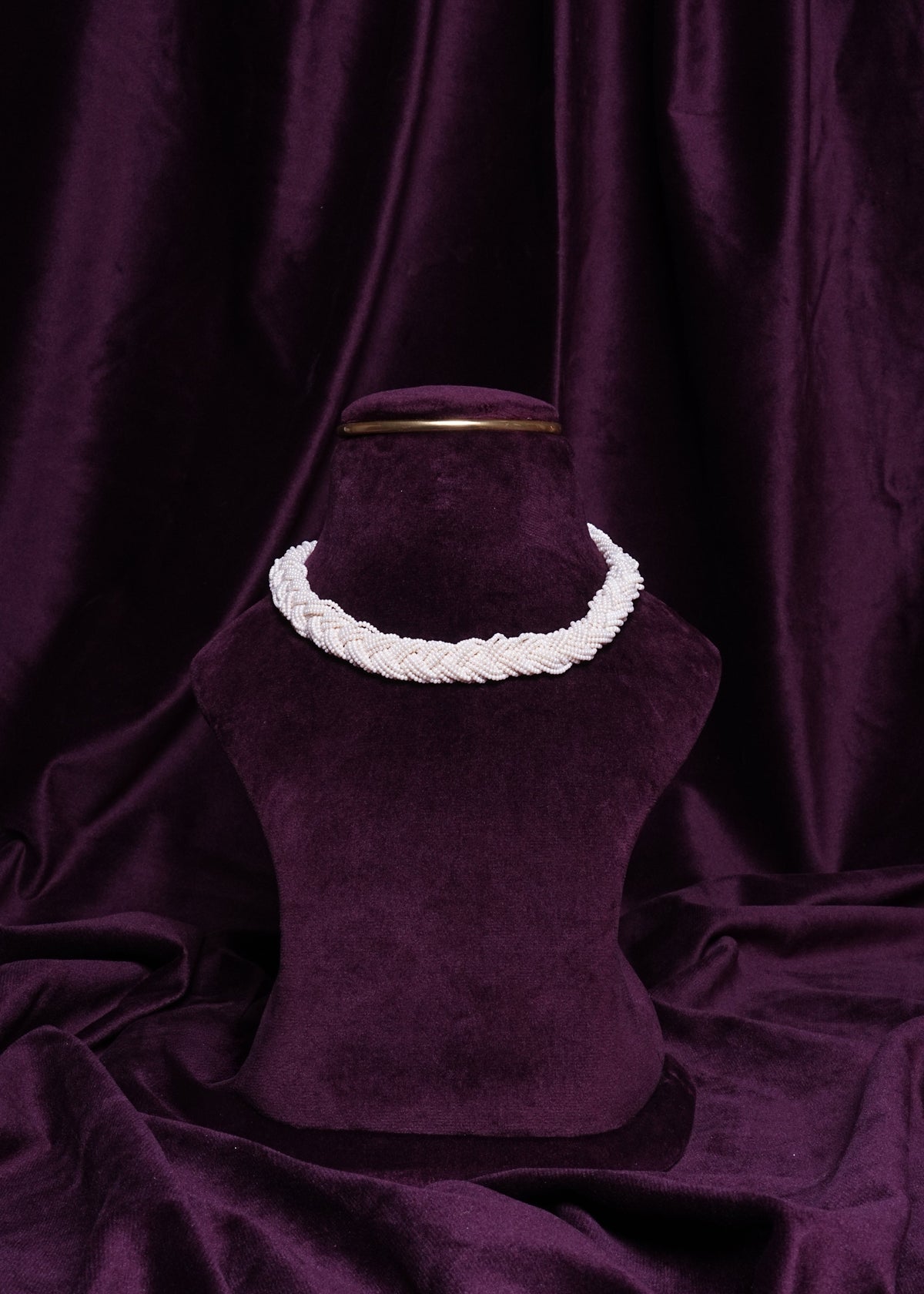Beaded Woven Multi-Strand Pearl Braid Choker