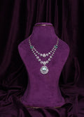 Lab Grown Diamond Dual-Layer Emerald Cut Emerald & Regal Emerald Drop Layered Haram Necklace