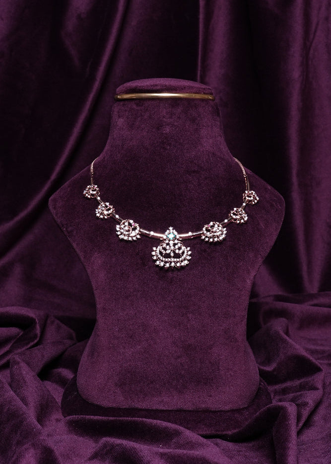Lab Grown Diamond Tiara Crest Pendant & Regal Style Kante Emerald Festive Necklace