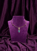 Three Layer With Ruby Itallian Kante With a Geometric Shield-Cut Emerald-Drop Polki Pendant