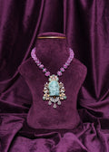 Lab Grown Diamond Goddess Jade Ganesha Pendant With Tourmaline Pumpkin Quartz Beads Mala