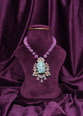 Lab Grown Diamond Goddess Jade Ganesha Pendant With Tourmaline Pumpkin Quartz Beads Mala