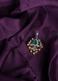 Victorian Polki Shield Emerald Chandbali Medaallion Ghungroo Drop Pendant