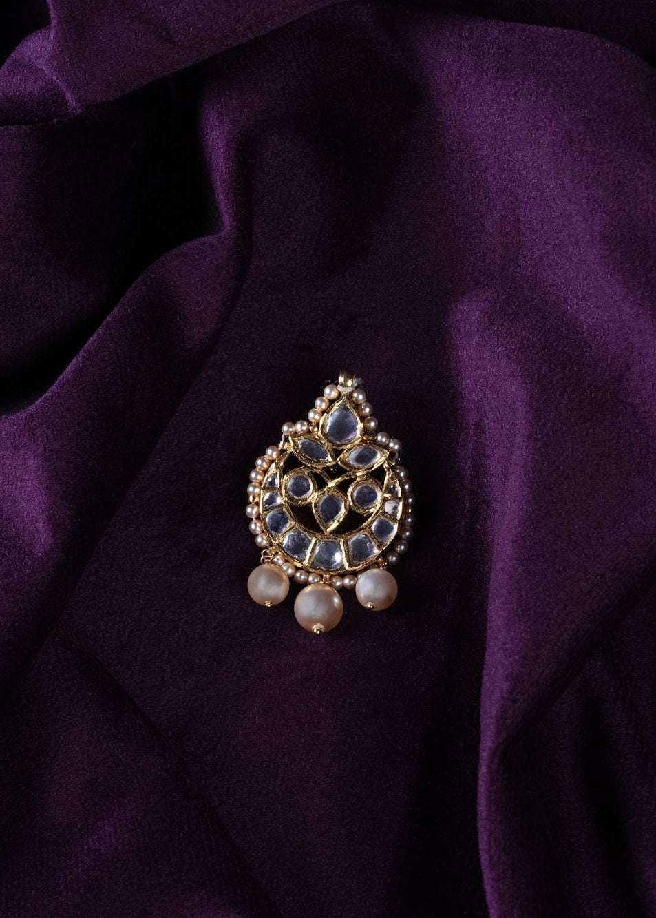 Kundan Polki Medallion Chandbali Pendant