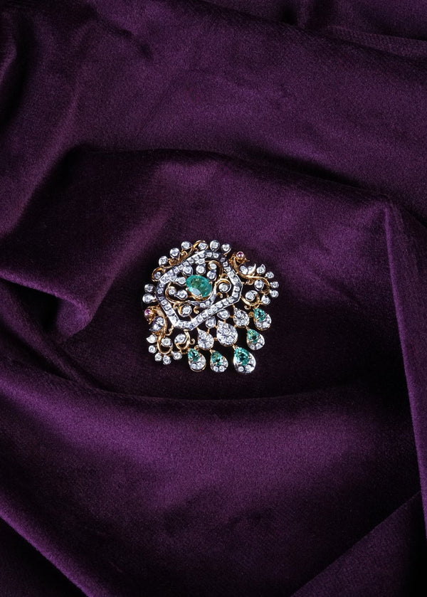 Lab Grown Diamond Deconstructed Abstract Floral Brooch Pendant