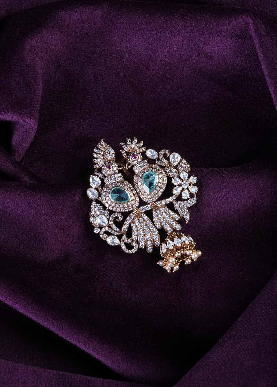 Twin Mayur Jhumka-Skirt Pendant