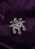 Victorian Mayur Perched Peacock Tri-Color Drop Pendant