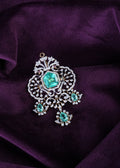 Asymmetric Hexagonal Cascading Emerald Changeble Stone Pendant