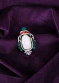 Mughal-Style Jade Ganesha Carved Coral Cameo Pendant