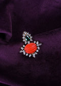 Mughal-Inspired Melon-Carved Coral & Russian Emerald Pendant