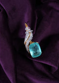 Bird on a Rock Imperial Perched Peacock Cushion Russian Emerald Pendant