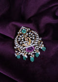 Mayur Ruby-Russian Emerald Filigree Peacock Medallion Pendant
