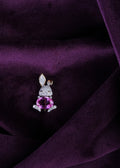 Whimsical Fine Diamond Pink Tourmaline Bunny Pendant