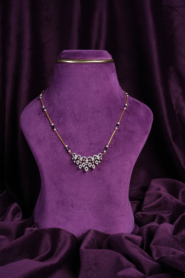Teardrop Cluster Pearl and Drop Black Bead Tanmaniya Necklace