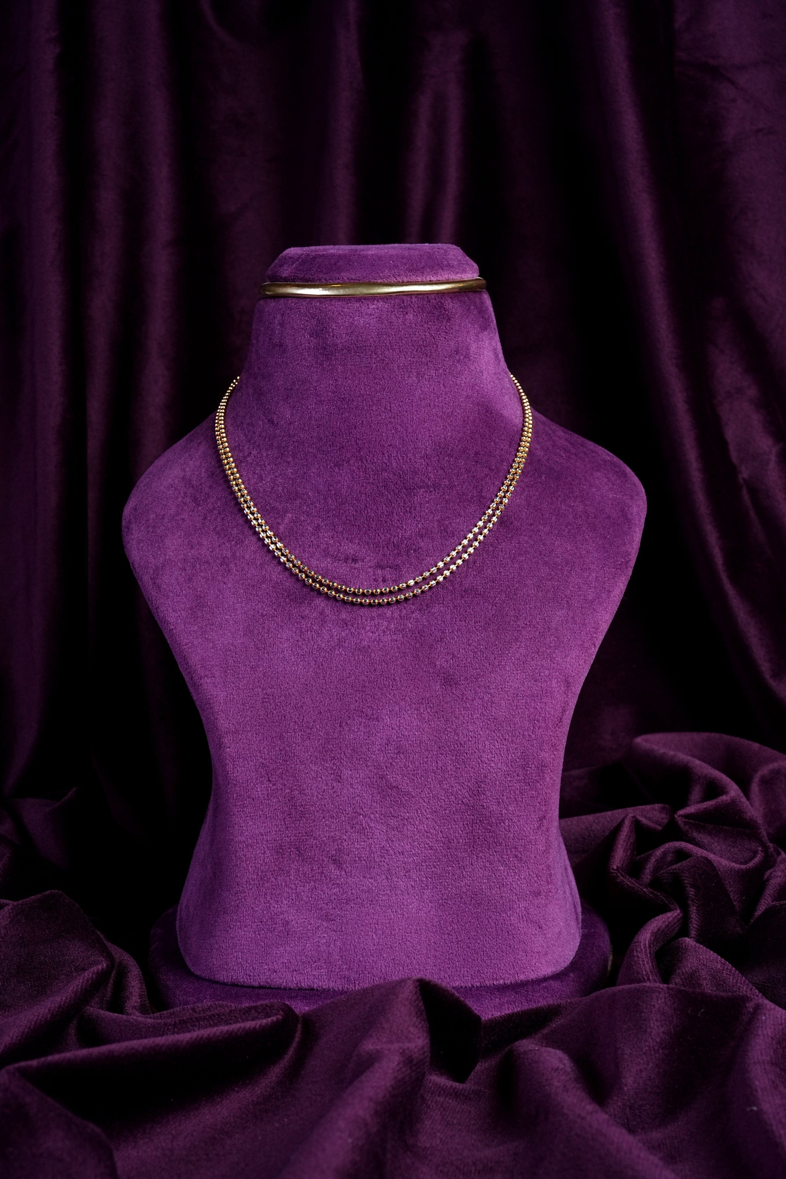 Two- Row Military Style Ball Caviar Strand Chain
