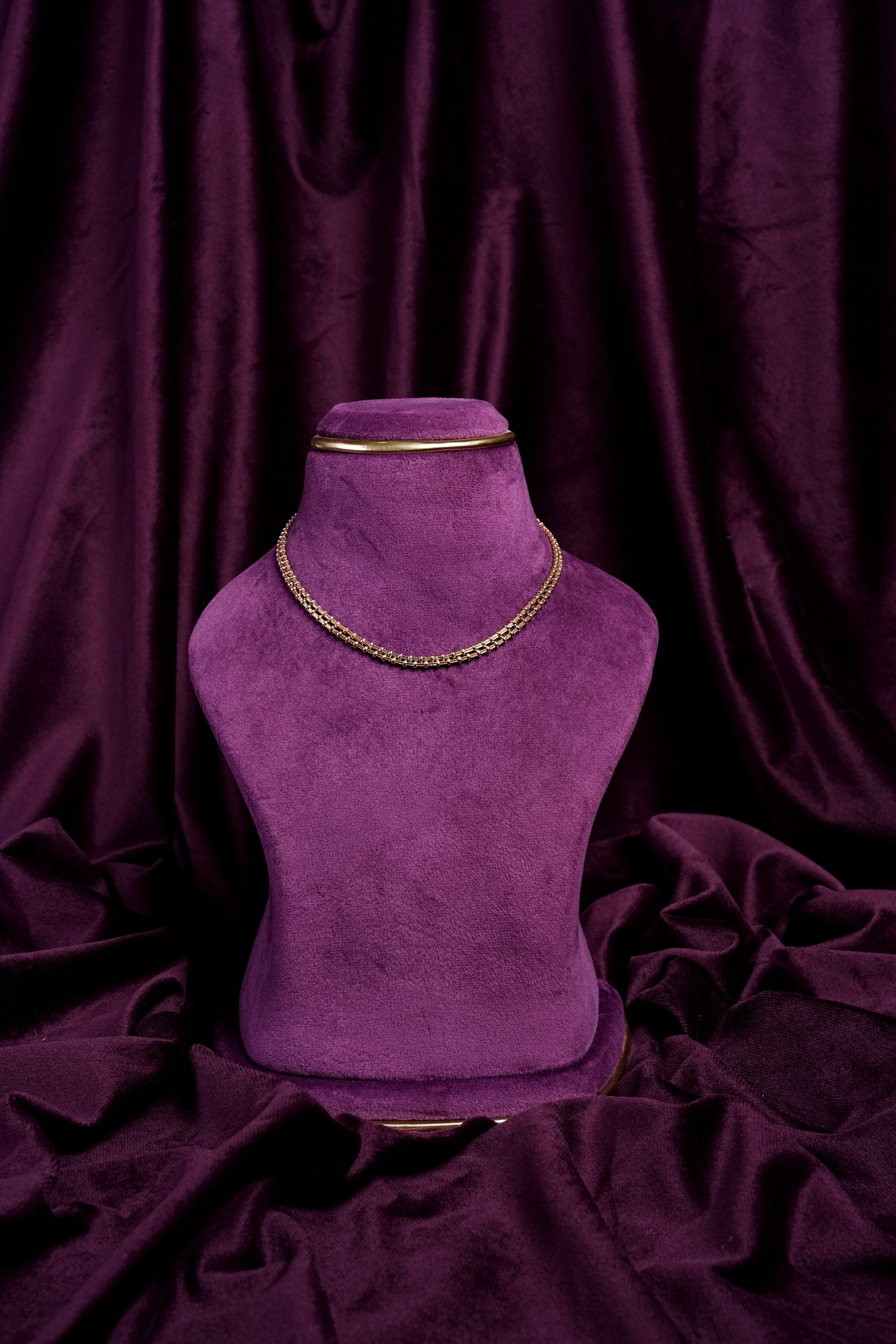 Gold Byzantine Link Queen Braid Collar Chain