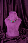 Emerald Pumpkin Bead Filigree Knitting Style Tourmalines and Black Zircons With Gold Pearls