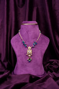 Stringing Polki Tussi Necklace With Multi Gemstone Tumble Cluster