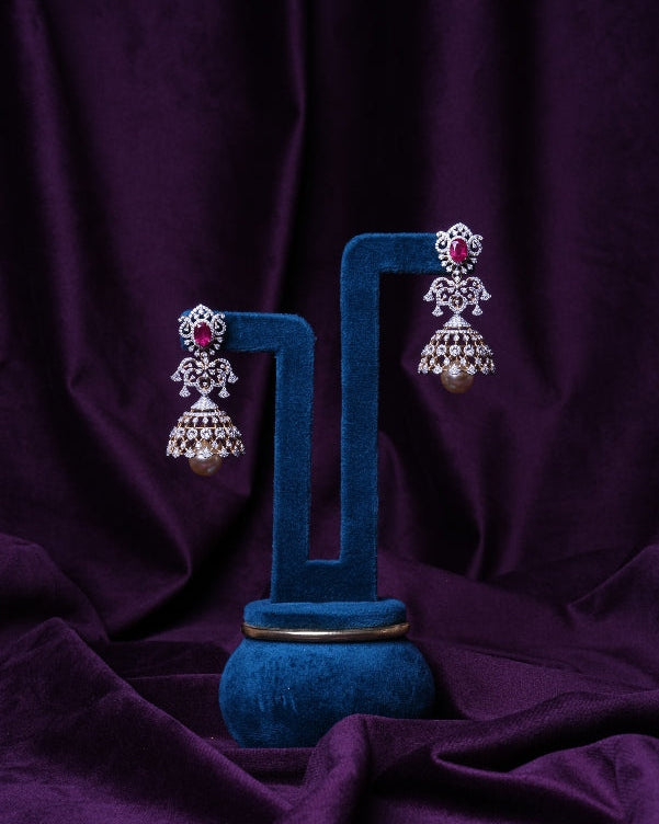 6-In-1 Emerald & Tourmaline Halo Filigree Jhumkas With South Sea Pearl & Coral Changeable Drops