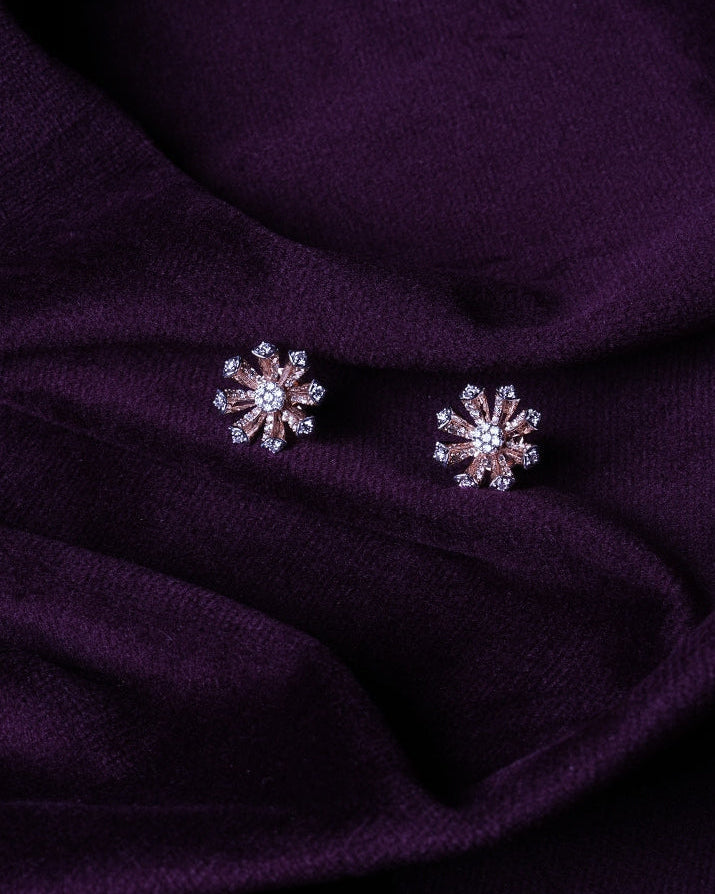 Lab Grown Diamond Dual-Stone Daisy Petal Sunflower Earrings