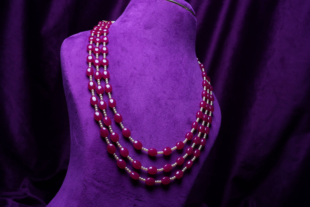 Manikyammal Tri-Ladi Ruby Mala