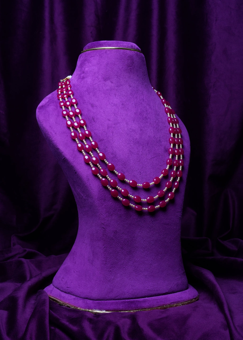 Manikyammal Tri-Ladi Ruby Mala