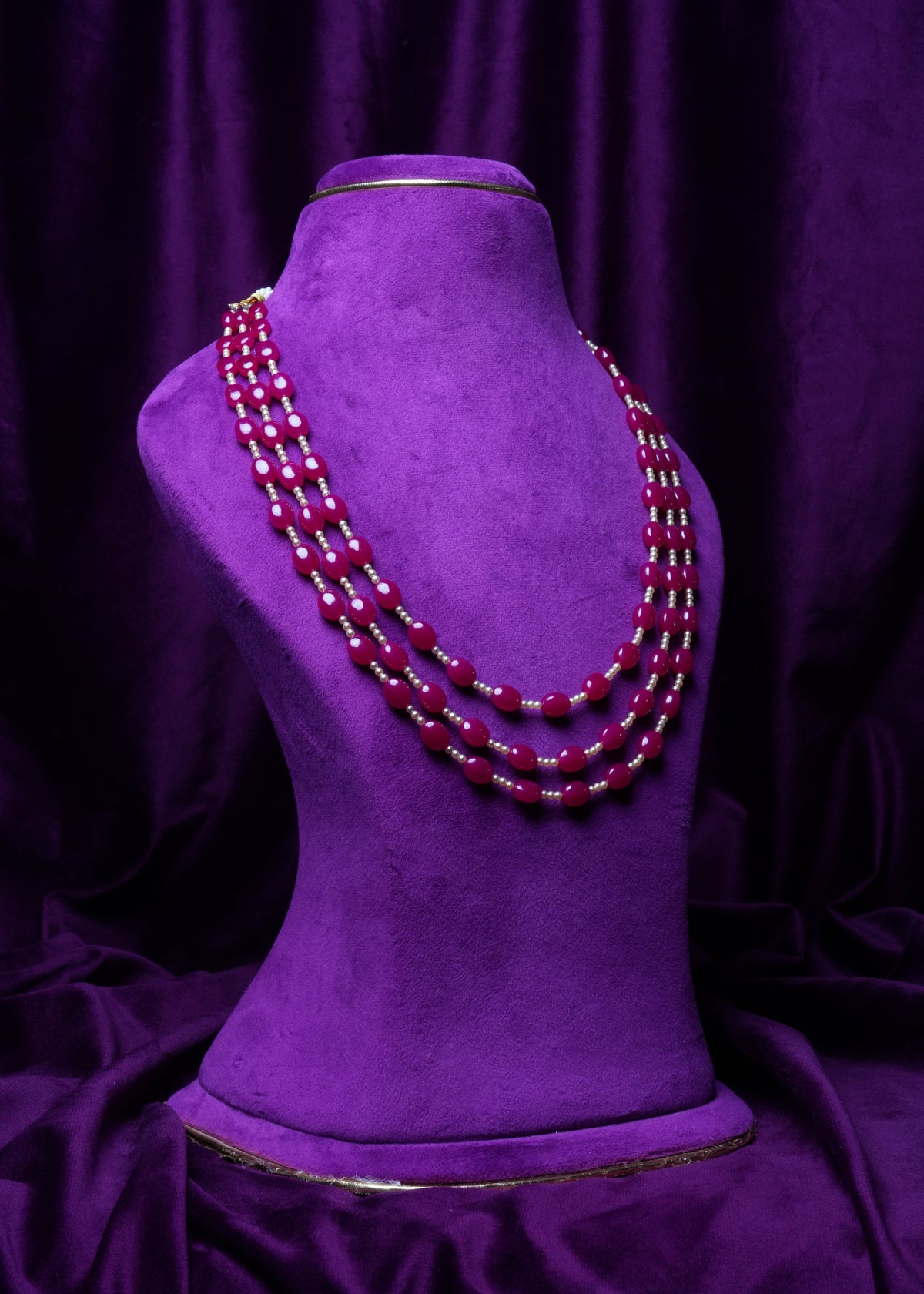 Manikyammal Tri-Ladi Ruby Mala