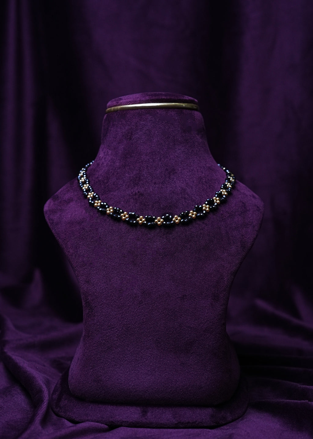 Midnight Blossom black beads Choker
