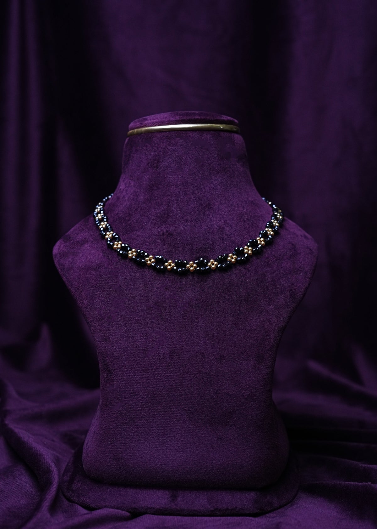 Midnight Blossom black beads Choker