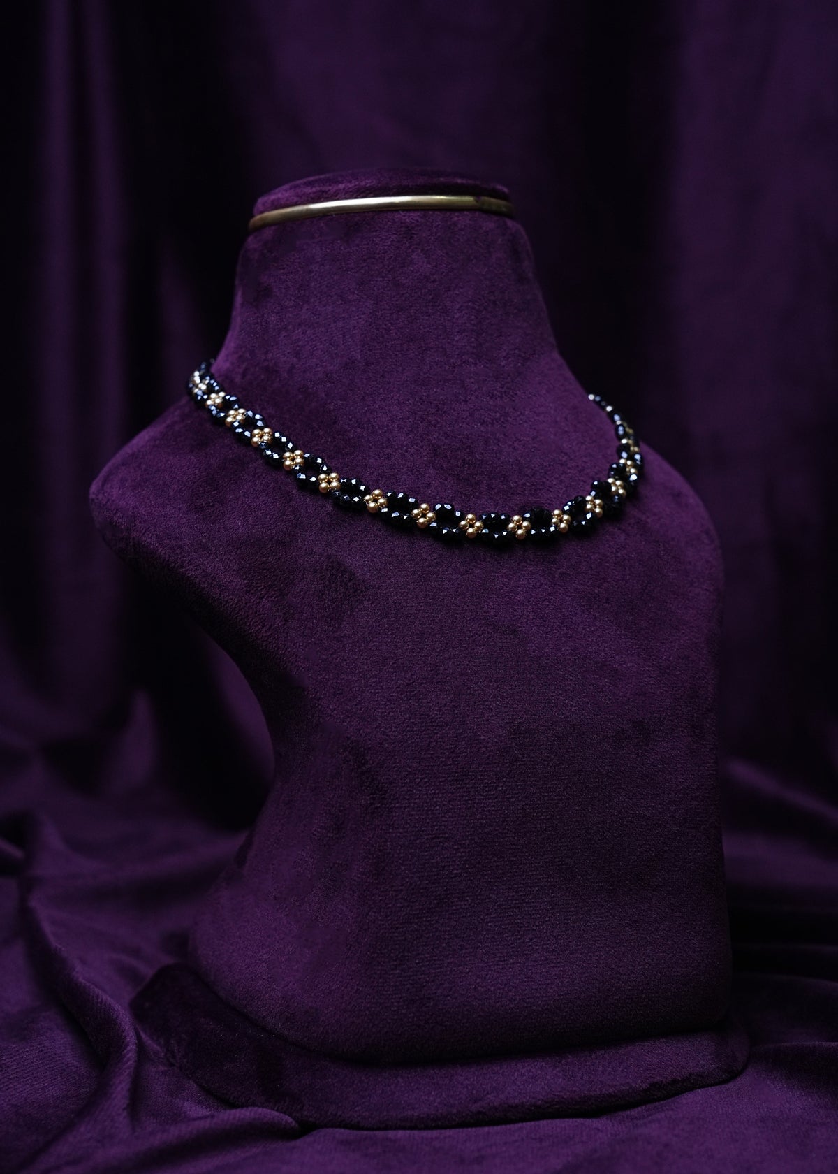 Midnight Blossom black beads Choker