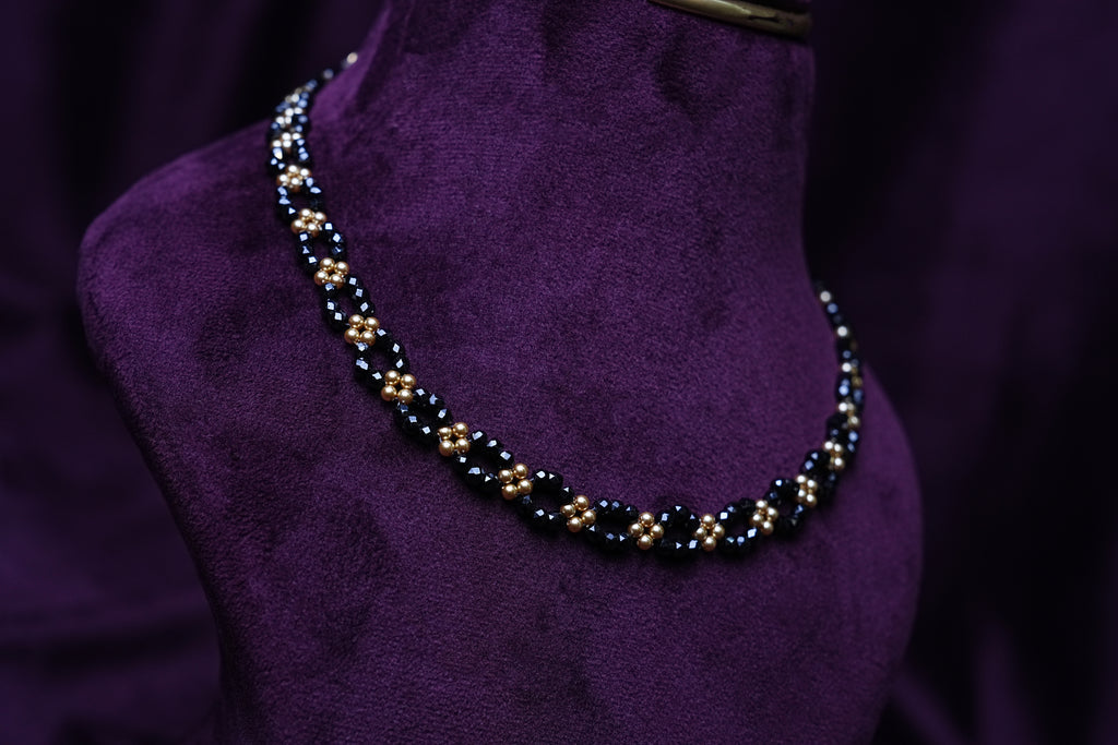 Midnight Blossom black beads Choker