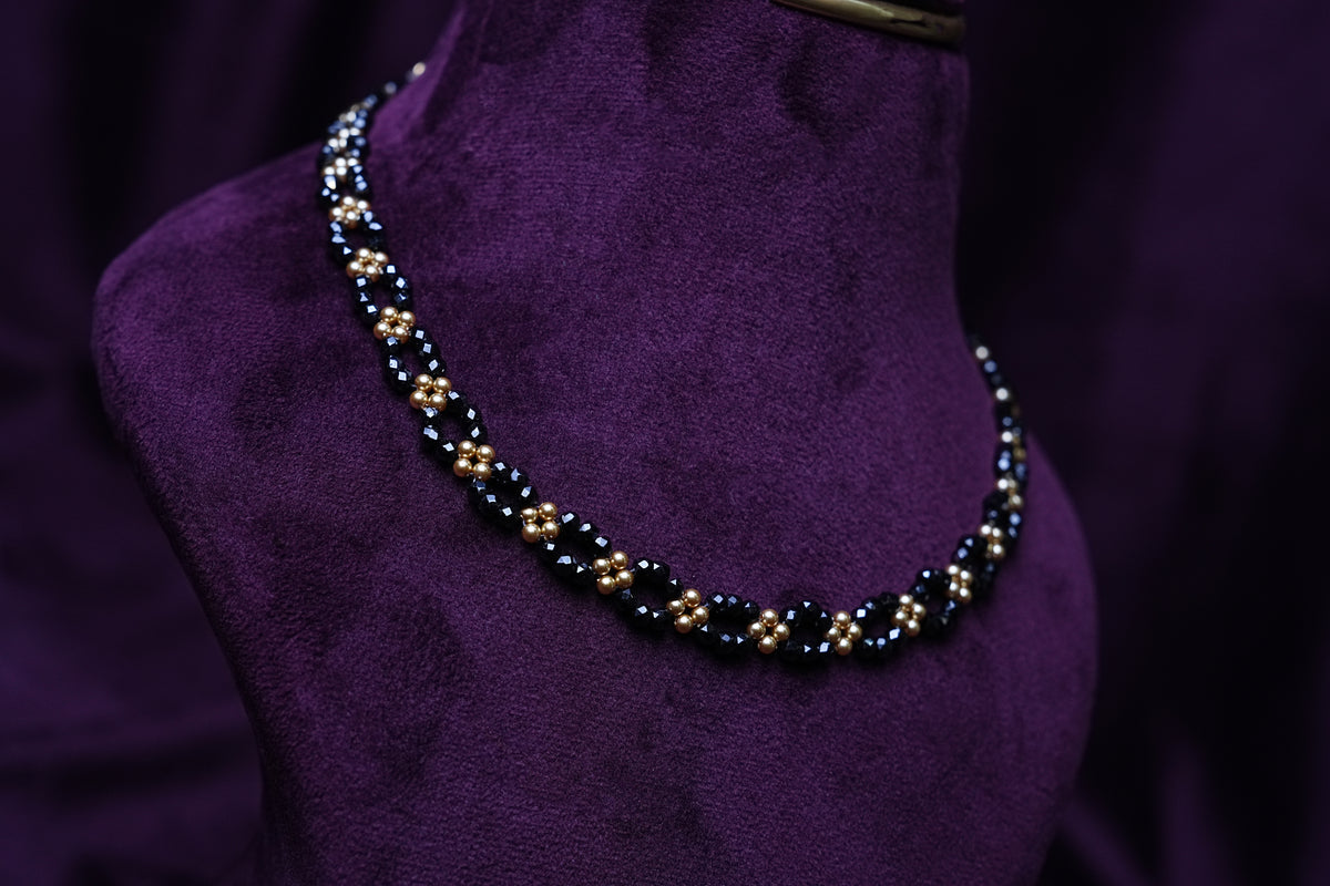 Midnight Blossom black beads Choker