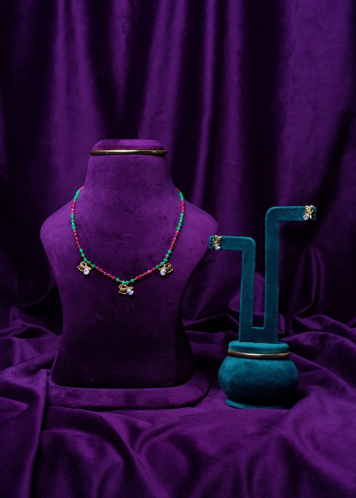 Monarch Butterfly Verdant Flora Bead Necklace Set